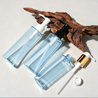 Flacon de lotion en plastique PET de luxe de couleur bleu clair avec pompe pour l'emballage de lotion corporelle 150 ml 200 ml