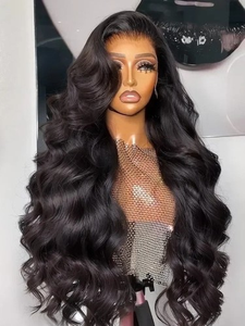 2025 nouveau SDD Jet Black cheveux vietnamiens bruts vague de corps <span class=keywords><strong>M</strong></span> délié Lagos cuticule aligné vendeur réputé sans colle dentelle frontale perruque - Product Image 2
