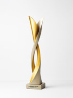 Trophée Créatif Branche Dorée Feuille de Jade Personnalisé en Métal, Cristal et Résine avec Texte Gravé – Récompenses d'Entreprise pour Réunions Annuelles