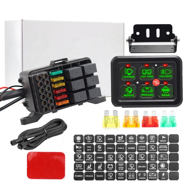 NEW Universal Eight Gang Panel Switch 6 Gang LED Switch Panel Slim Touch Control Panel Box with Harness