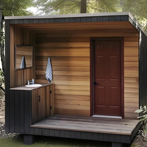 <span class=keywords><strong>Sauna</strong></span> à vapeur humide moderne en <span class=keywords><strong>bois</strong></span> massif pour 6 personnes avec bain froid intégré pour villas, vente en gros - Product Image 4