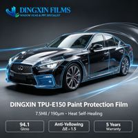 Film de protection de peinture automobile DINGXIN OEM TPU-E150 PPF 7,5 mil auto-réparant thermiquement, haute brillance 94,1, anti-jaunissement, garantie 5 ans