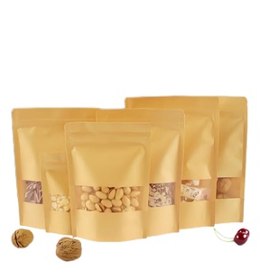 Custodia per uso alimentare richiudibile in carta Kraft bianca con chiusura a chiusura lampo con finestra - Product Image 2