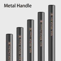 Kit de pinceaux personnalisés pour nail art avec manche métallique, en nylon multi-tailles, à virole sertie, pour liner et détails de forme capillaire
