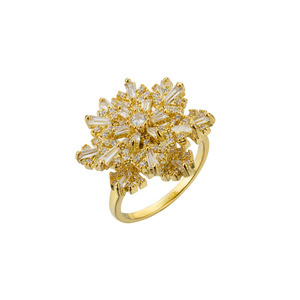 My Muyu Spinning Snowflake Ring Gold Pave Setting Open Ring Party Fashion Jewelry - Product Image 5