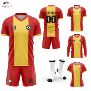 Maglia da Calcio Personalizzata con Stampa a Trasferimento Termico 100% Poliestere Maniche Corte Logo Frontale Traspirante Asciugatura Rapida Unisex Adulto OEM - Product Image 1