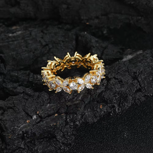 Hip-hop Copper Zircon Flower <b>Ring</b>, Women's Flower <b>Ring</b>, Index <b>Finger</b> <b>Ring</b>. - Product Image 3