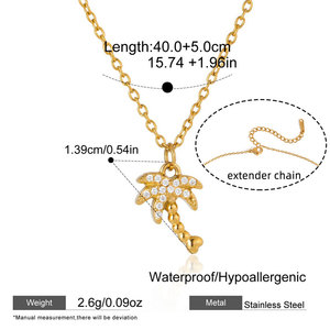 Collares de Moda Hawaiana de Verano, Joyería de Acero Inoxidable 316L, Chapado en Oro de 14k y 18k, Collar con Circonitas, para Mujer - Product Image 6