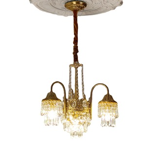 Lámpara de Araña de Cristal con Acabado Dorado, Base para Bombilla E26, LED Blanco Cálido de 3500K, Altura Ajustable, Ra90, Lámpara Colgante Grande para Sala de Estar - Product Image 5