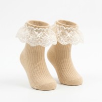 Chaussettes en dentelle jacquard de créateur, style princesse, mi-mollet, avec logo personnalisé, pour bébés et enfants, avec bord élastique sans couture, mignonnes pour filles