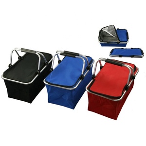 Panier pliable <span class=keywords><strong>en</strong></span> tissu polyester, panier pliable <span class=keywords><strong>en</strong></span> aluminium, panier isotherme pour pique-nique, panier de courses, sac de pique-nique - Product Image 1