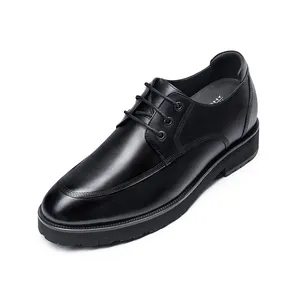 Custom Black Casual Men's Elevator Boutique Handmade Brogue Shoe That Make Men Taller