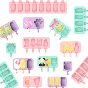 แม่พิมพ์ไอศกรีมตัวการ์ตูนโฮมเมดแบบ DIY ใหม่ฝาปิดแม่พิมพ์ซิลิโคน3ชั้นสำหรับใช้ในครัวเรือน - Product Image 1