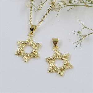 ฟอลโลนเครื่องประดับแฟชั่นจี้ดาวหกเหลี่ยมชุบด้วยทองเหลือง14K - Product Image 3