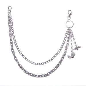 Cadena de Pantalones de Doble Capa con Colgante de Corazón y Alas, Cadena de Cintura de Plata Tibetana, Accesorio de Moda Hip Hop para Uso Diario - Product Image 5