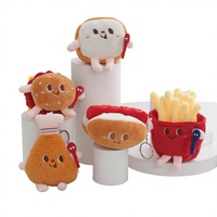 Porte-clés en peluche créatifs en forme de hamburger, de frites et de pain, nouveaux pendentifs pour sac, jouets pour machine à griffes