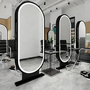 Estación de espejo de pelo de salón de peluquería dorada doble cara de pie profesional Sincoo - Product Image 4