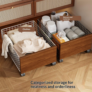 Chariot de rangement roulant sous armoire à prix abordable avec panier en fil métallique pour chambre et salle de bain - Product Image 4