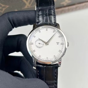 Montre de luxe pour homme avec index en diamant, cadran blanc, boîtier argenté, étanche, mécanique, petite seconde, date, nouvelle collection 2026 - Product Image 2