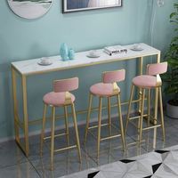 Table et chaises de bar minimalistes en métal, petite table et chaises de café pour famille, comptoir de bar nordique en marbre blanc moderne