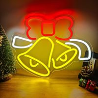Letrero LED de Neón Personalizado 'Feliz Navidad' - Gráfico de Gorro con Astas en Cursiva Rojo y Blanco |   Luz Decorativa para el Hogar con Control Remoto IP65