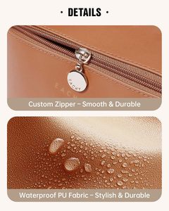 Sac de toilette en cuir PU personnalisé avec lettre brodée, grande capacité, portable, organiseur de cosmétiques de <span class=keywords><strong>voyage</strong></span> - Product Image 2