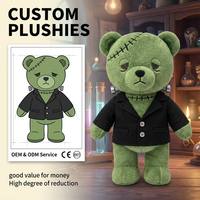 Op maat gemaakte groene beer Halloween pluche speelgoed OEM monsterpak horror teddy knuffel mascotte aangepaste ontwerp logo teddybeer pluche poppen