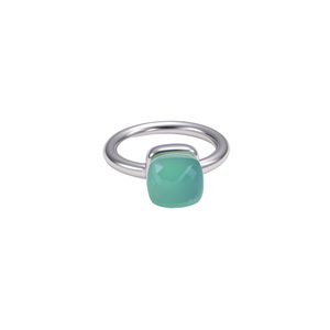 Bague en acier inoxydable style luxe léger japonais et coréen, forme cube de sucre irrégulier, avec zircon et émeraude, motif champignon - Product Image 3
