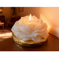Ensemble de bougies artisanales de luxe résistantes au feu, décoration d'intérieur, forme de fleur de pivoine, cire de soja naturelle haut de gamme
