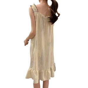 Abbigliamento <span class=keywords><strong>da</strong></span> donna in stile principessa abito sottile <span class=keywords><strong>con</strong></span> cinturino in <span class=keywords><strong>cotone</strong></span> a sbuffo <span class=keywords><strong>con</strong></span> copricapo rimovibile <span class=keywords><strong>camicia</strong></span> <span class=keywords><strong>da</strong></span> <span class=keywords><strong>notte</strong></span> senza maniche in raso per l'estate - Product Image 1