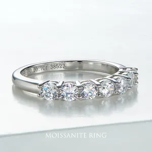 Anel moissanite de prata esterlina 925, moderno, redondo, brilhante, corte, anel de noivado para moças
