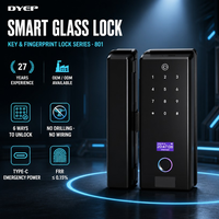 Serrure à empreinte digitale pour porte en verre de bureau Contrôle par application Mot de passe, carte, Serrure intelligente