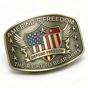 Boucle de ceinture personnalisée en émail souple, en alliage de zinc, motif patriotique, pour homme, cadeau souvenir - Product Image 1