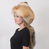 Nouveaux chapeaux chauds élégants pour femmes chapeau haut de forme en fourrure de renard naturel vraie fourrure à la mode queue moelleuse chapeaux d'hiver