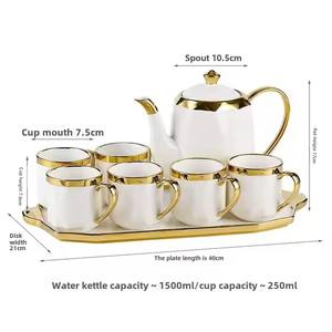 Ensembles de tasses design créatif théière en céramique colorée d'art et ensemble de six tasses avec plateau de service pour <span class=keywords><strong>coffret</strong></span> cadeau boîtes de couleur cadeau de mariage - Product Image 6