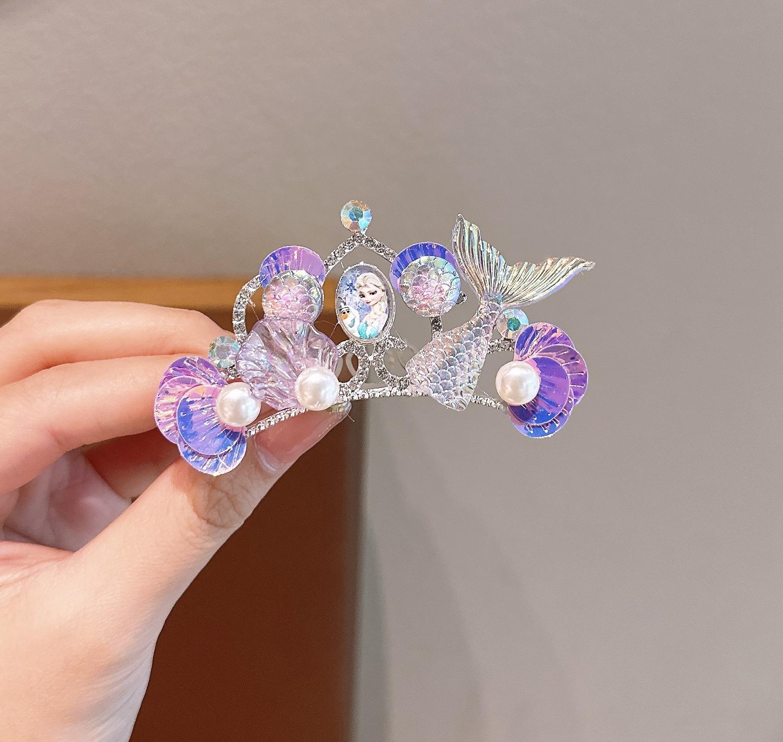 6# purple princess crown hair comb