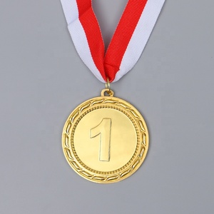 新款畅销金色金属定制奖杯和奖牌，带丝带，压铸和丝网印刷 - Product Image 2