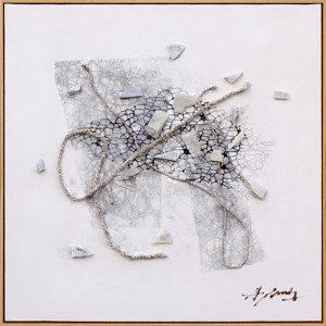Dipinto su <span class=keywords><strong>Tela</strong></span> a Tecnica Mista con Design Unico, Natura Morta Dipinta a Mano, Corda <span class=keywords><strong>di</strong></span> <span class=keywords><strong>Canapa</strong></span> e Pietra Naturale per Arredamento Casa - Product Image 2