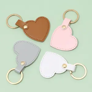 Heart-shaped PU Leather Key Chains Women Cute Heart Keyring Handbag Decoration Car Keychain