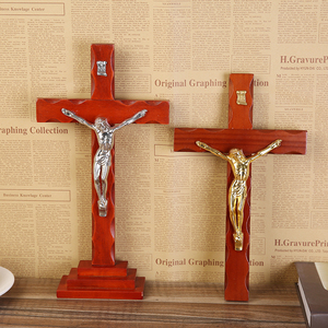 Cristianismo Cruzado cruz cristiana de madera maciza pared Jesús Gran Cruz de la Iglesia Católica decoración de la pared - Product Image 4
