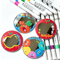 Miroirs ronds en acrylique convexe de luxe, style Art Déco, personnalisables avec impression UV, pour badges, artisanat DIY, décoration d'anniversaire et de mariage