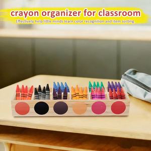 Wooden Storage Box For Crayons And Markers <b>Desktop</b> Organizer With <b>Shelf</b> Design For Children's Art Supplies - Product Image 3