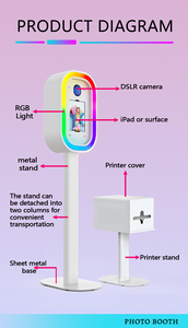 Bên Cung cấp photobooth chuyên nghiệp DSLR ảnh gian hàng máy với LED RGB ánh sáng 10.9/12.9/13 "iPad photobooth kiosk cho thuê - Product Image 5