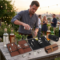 Nouveauté : Trousse de barman portable en toile enroulable, ensemble de shaker à cocktails, outils de mixologie en acier inoxydable pour mariage