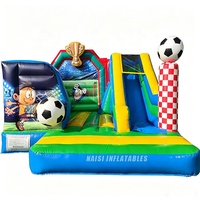 Château gonflable de football pas cher avec toboggan, structure de jeux gonflable commerciale pour enfants