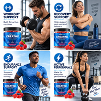 Gummies de créatine à formule personnalisée sous marque privée, sans sucre, véganes, 5000 mg de créatine monohydrate pour le gain musculaire chez l'adulte