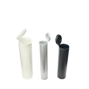 थोक सिगरेट खाली प्लास्टिक कैप के साथ थोक 116 मिमी चाइल्ड प्रूफ स्क्वीज़ प्री-रोल प्लास्टिक कंटेनर बायोडिग्रेडेबल ट्यूब राउंड