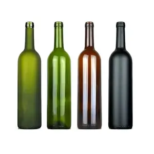 Fabrika tedarikçisi sıcak satış yüksek kaliteli cam şarap mantarlı şişe 500 ml 750 ml yeşil şişe için likör