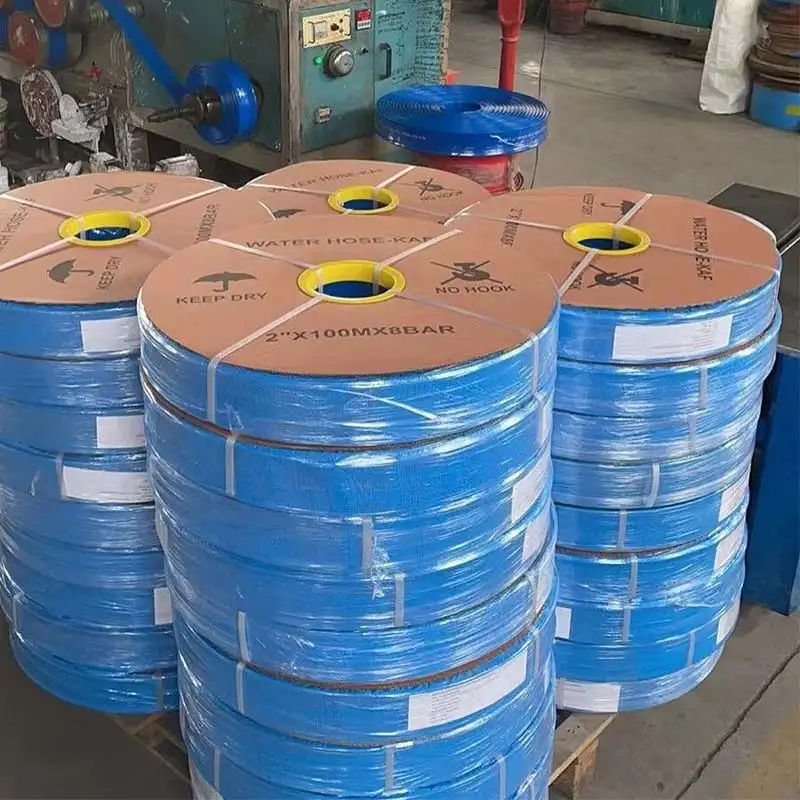 Top Quality 1 2 3 4 5 6 8 Inch PVC Blue Lay Flat Discharge Water Hose Pipe Lay Flat Water Pump Pool Backwash Farm Irrigation