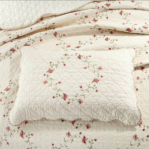 All Season Cotton 3 Pieces Embroidery <strong>Beige</strong> Reversible Oversize <strong>Bedspread</strong> - Product Image 2